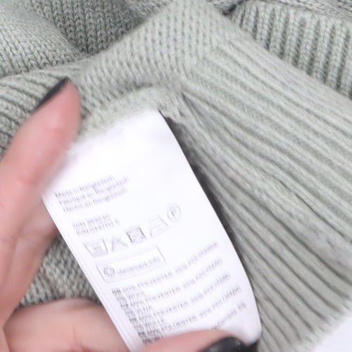 H&M Women’s Green Mock Neck Wool Blend Pullover Jumper XS