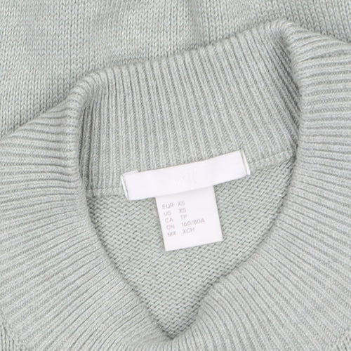 H&M Women’s Green Mock Neck Wool Blend Pullover Jumper XS
