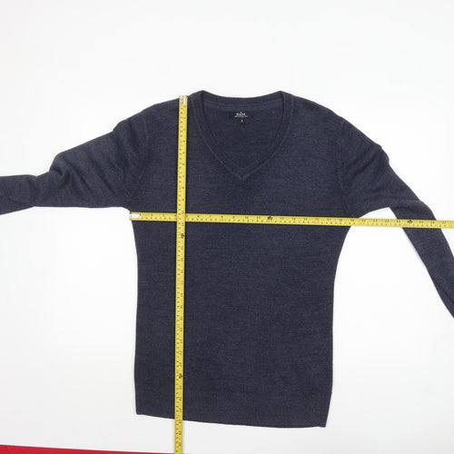 Easy Men's Blue V-Neck Acrylic Pullover Jumper Size S