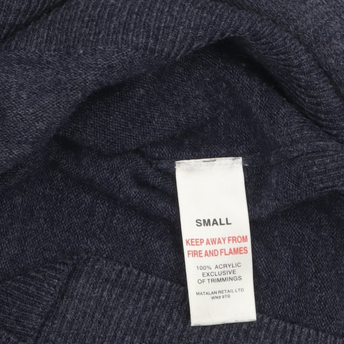 Easy Men's Blue V-Neck Acrylic Pullover Jumper Size S