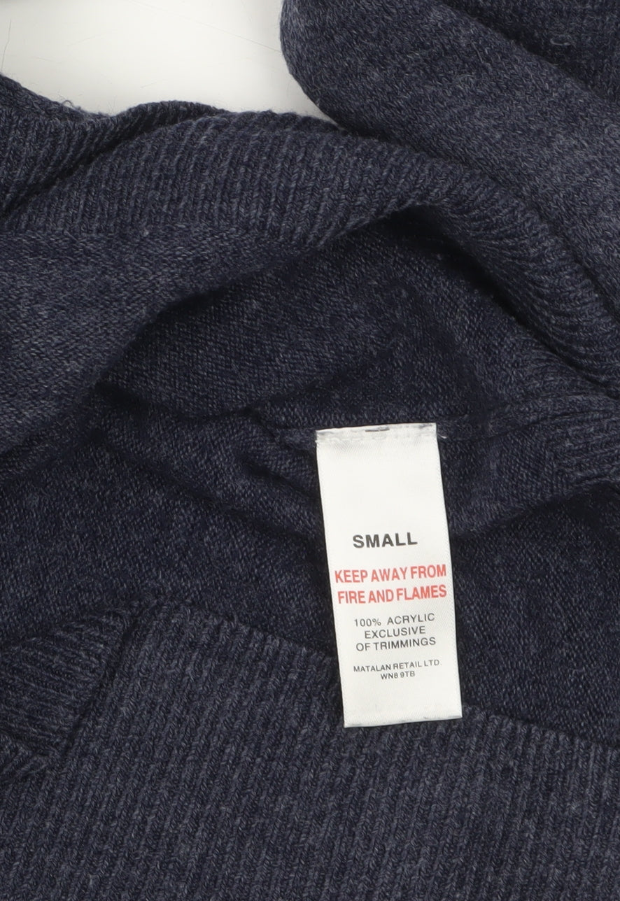 Easy Men's Blue V-Neck Acrylic Pullover Jumper Size S