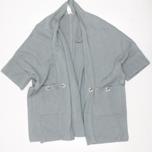 Marla Wynne Women’s Grey XS Open Knit Short Sleeve Cardigan