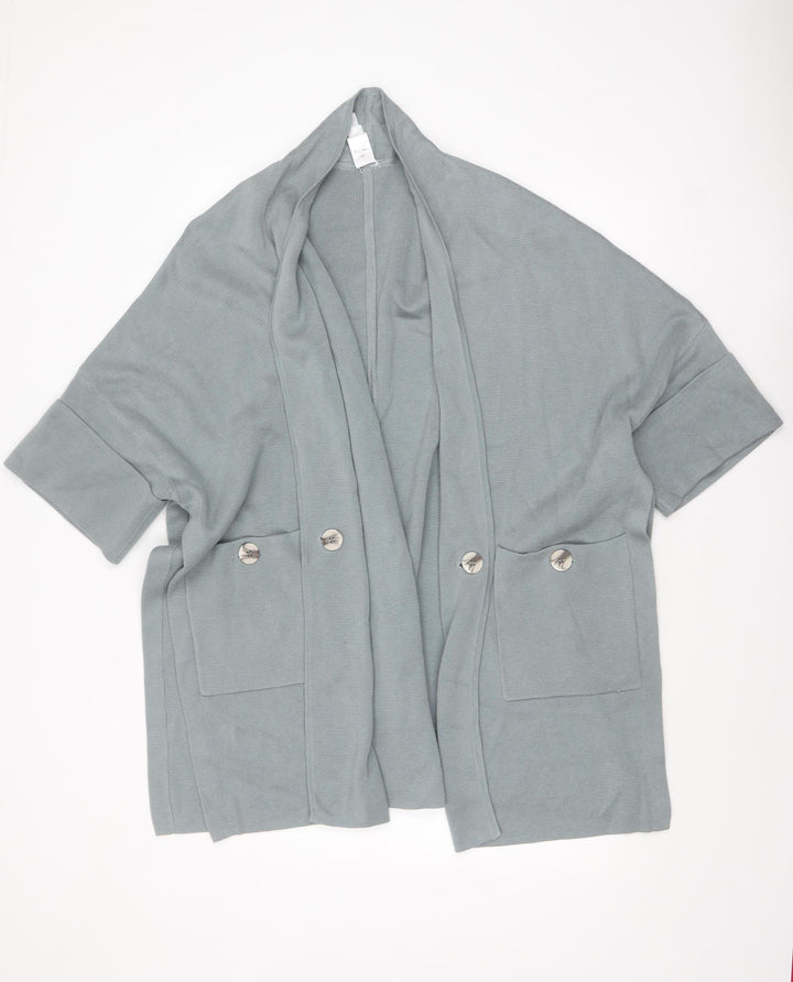 Marla Wynne Women’s Grey XS Open Knit Short Sleeve Cardigan