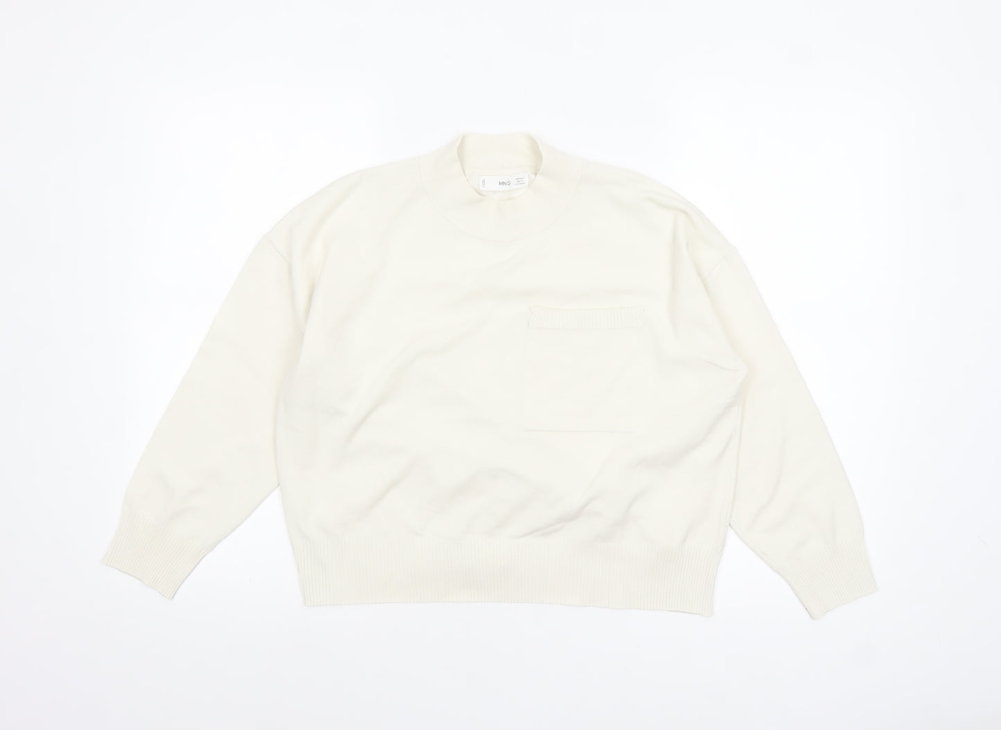 Mango Women's Ivory Mock Neck Knit Pullover Jumper Size S