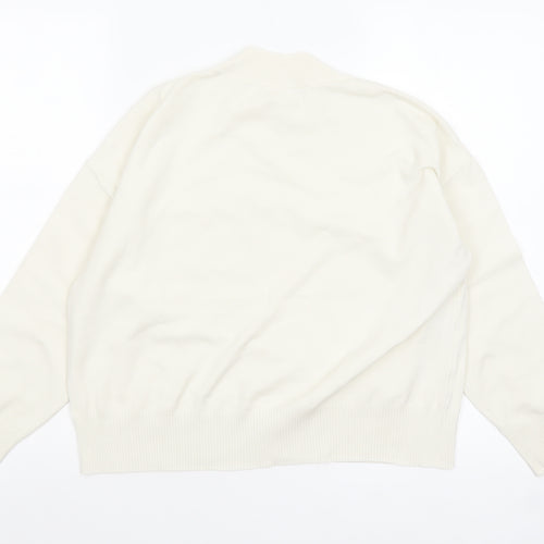 Mango Women's Ivory Mock Neck Knit Pullover Jumper Size S