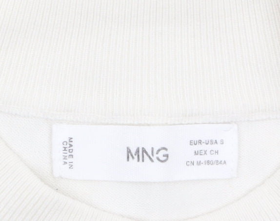 Mango Women's Ivory Mock Neck Knit Pullover Jumper Size S
