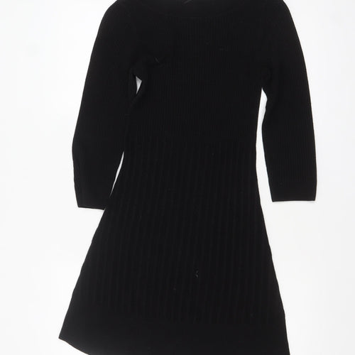 F&F Women’s Black Knit Bodycon Dress Size 8 Long Sleeve