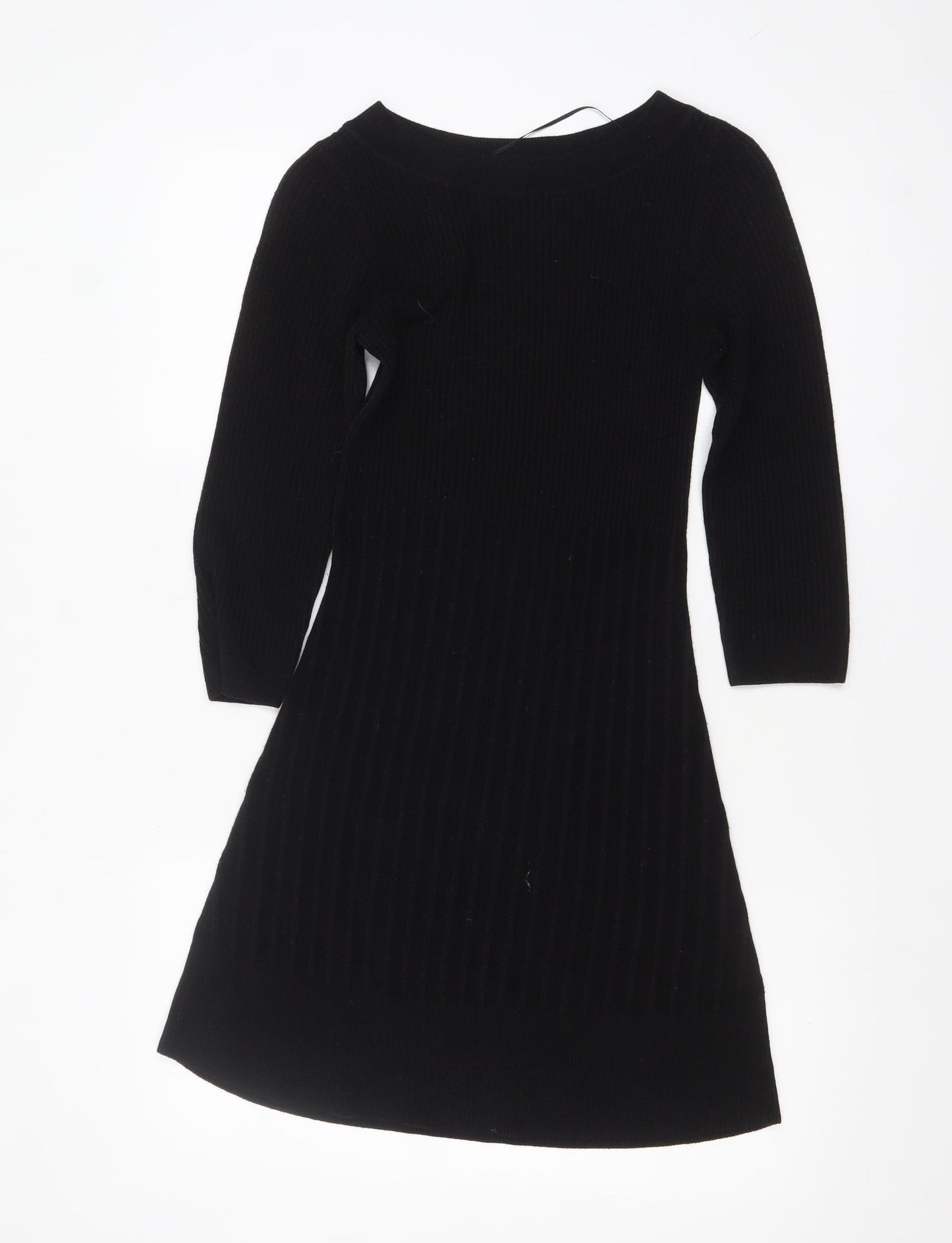 F&F Women’s Black Knit Bodycon Dress Size 8 Long Sleeve