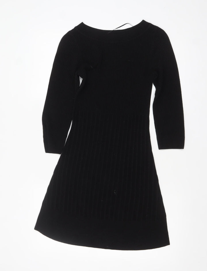 F&F Women’s Black Knit Bodycon Dress Size 8 Long Sleeve