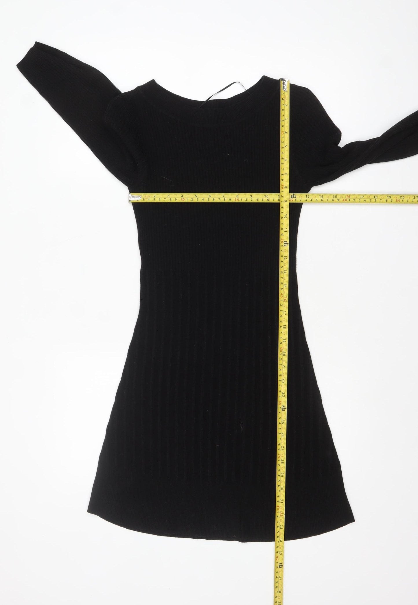 F&F Women’s Black Knit Bodycon Dress Size 8 Long Sleeve