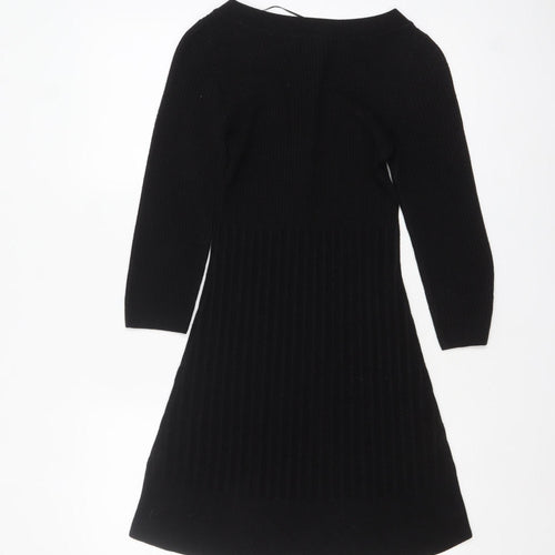 F&F Women’s Black Knit Bodycon Dress Size 8 Long Sleeve
