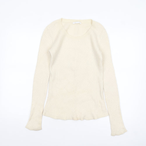 Duffy Women's Ivory Cashmere Long Sleeve Pullover Jumper Size S
