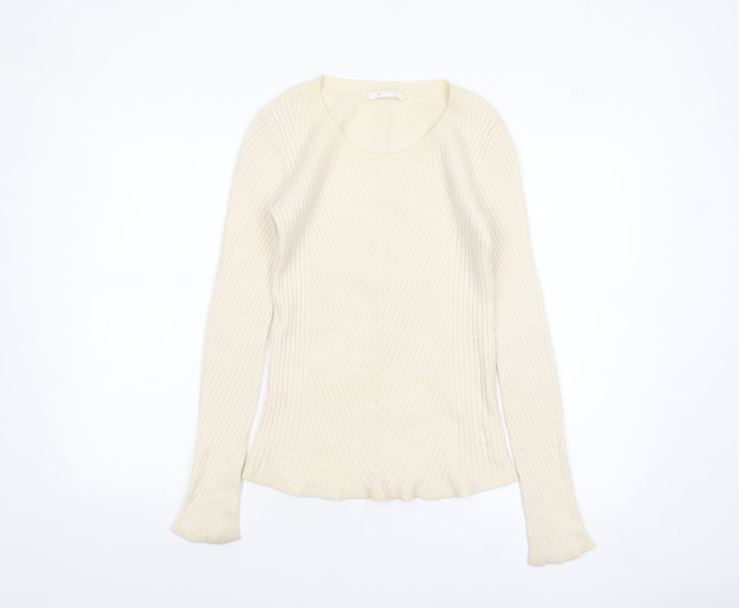 Duffy Women's Ivory Cashmere Long Sleeve Pullover Jumper Size S