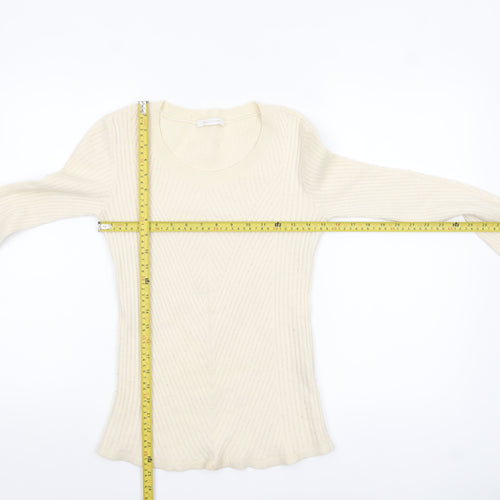 Duffy Women's Ivory Cashmere Long Sleeve Pullover Jumper Size S
