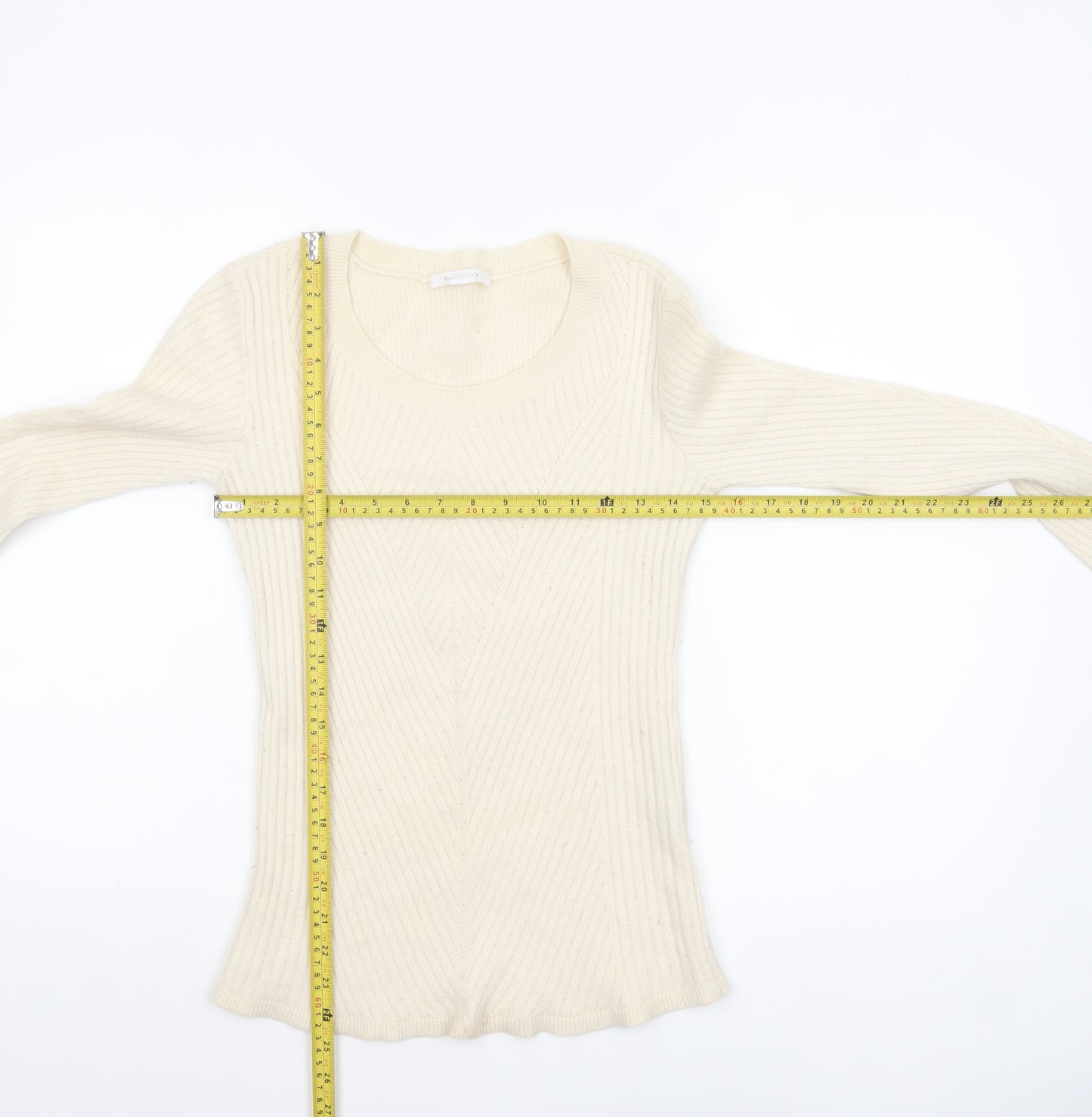 Duffy Women's Ivory Cashmere Long Sleeve Pullover Jumper Size S