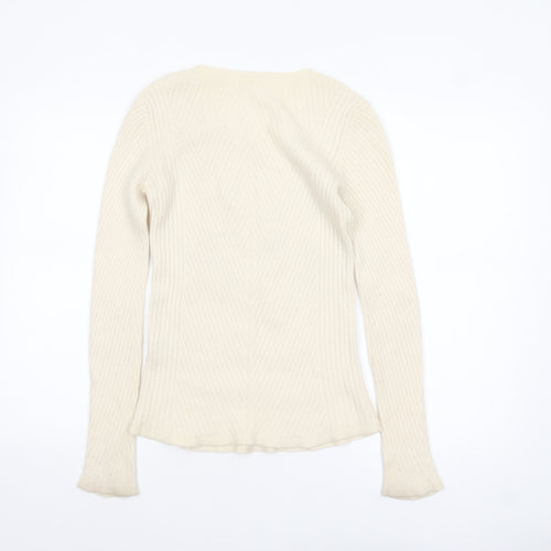 Duffy Women's Ivory Cashmere Long Sleeve Pullover Jumper Size S