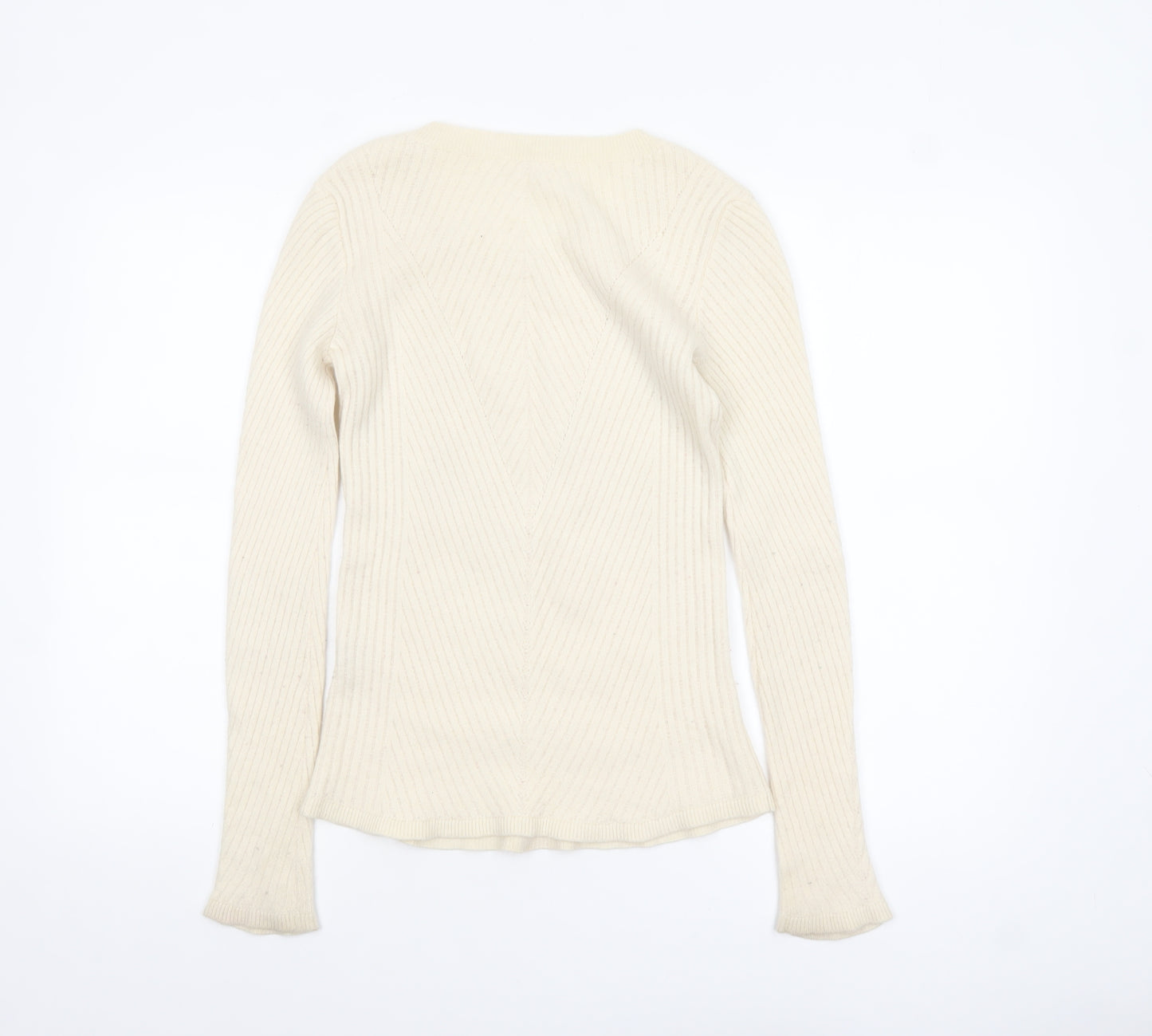 Duffy Women's Ivory Cashmere Long Sleeve Pullover Jumper Size S