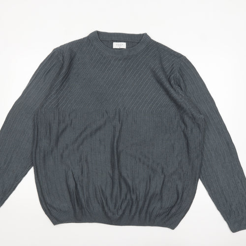 EASY Men’s Grey Cable Knit Acrylic Pullover Jumper XL
