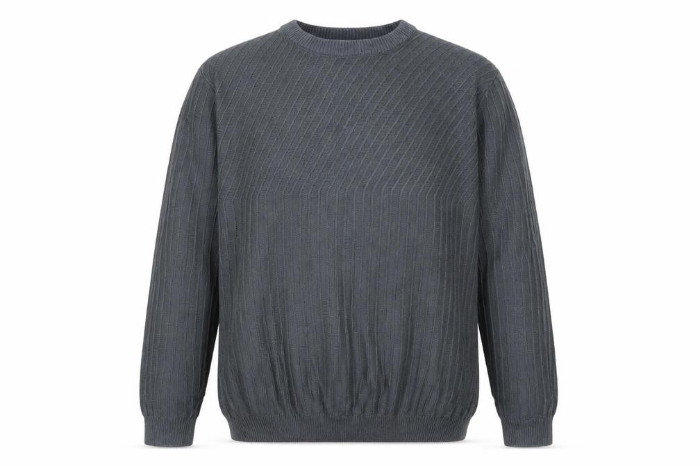 Front view of Easy Men’s Grey Cable Knit Acrylic jumper XL