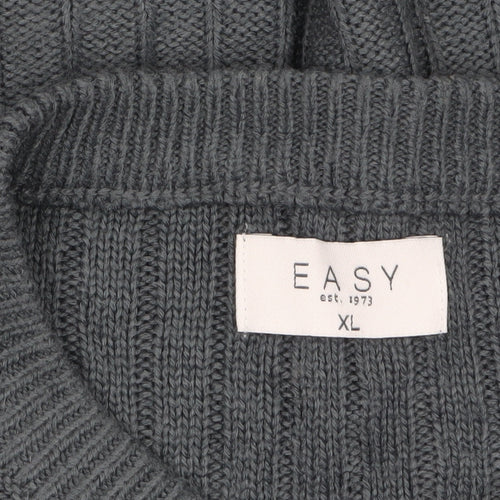 EASY Men’s Grey Cable Knit Acrylic Pullover Jumper XL