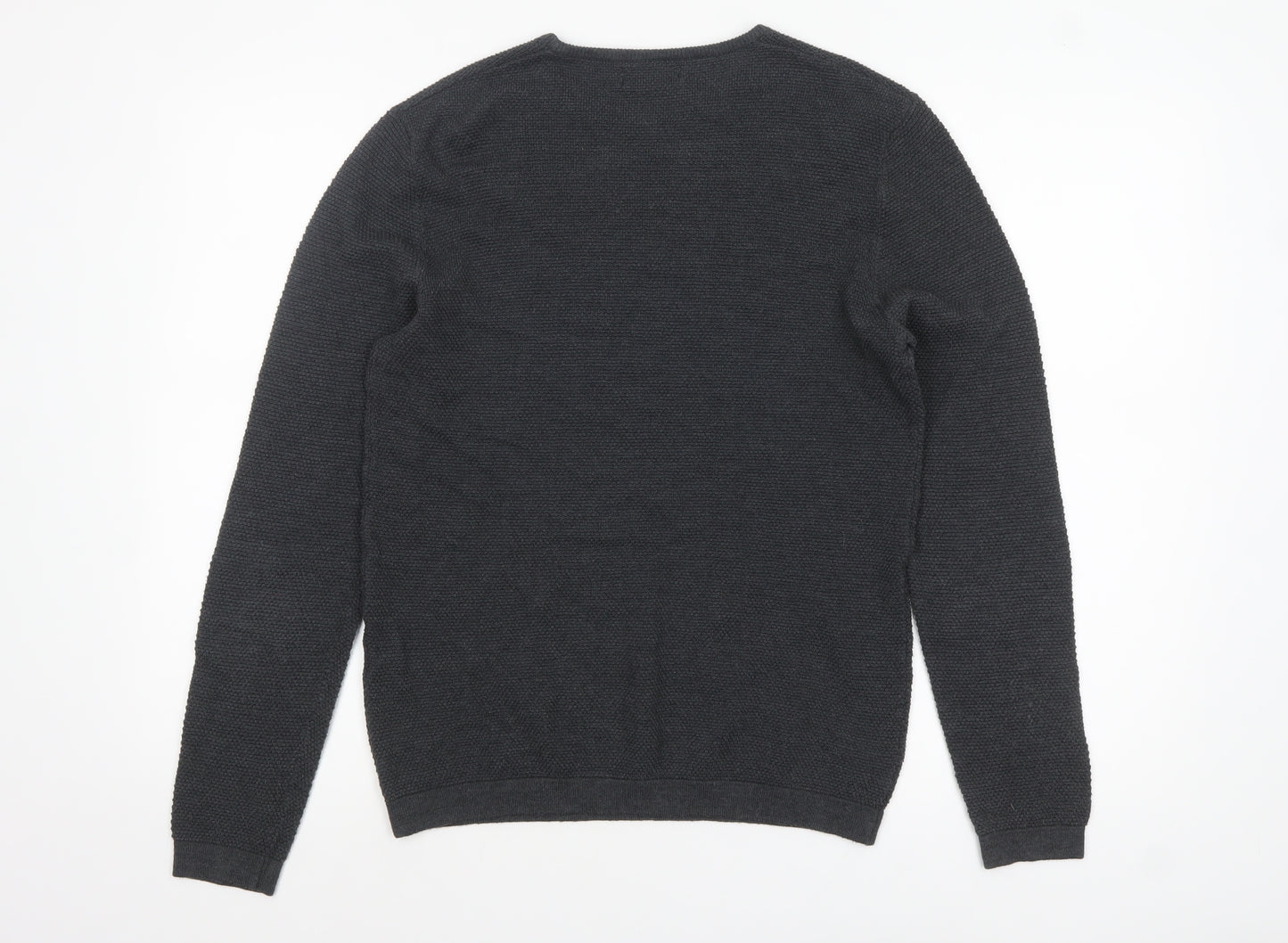 Zara Man Men's Grey Cotton Knit Crew Neck Jumper Size L