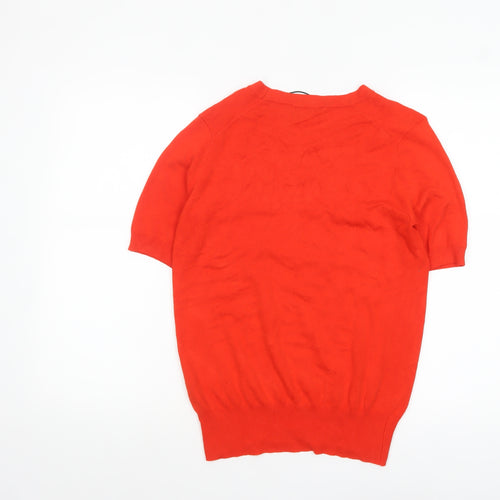 ZARA Women Red Knit Short Sleeve Crew Neck Pullover Jumper Size 12