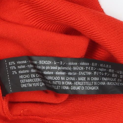 ZARA Women Red Knit Short Sleeve Crew Neck Pullover Jumper Size 12