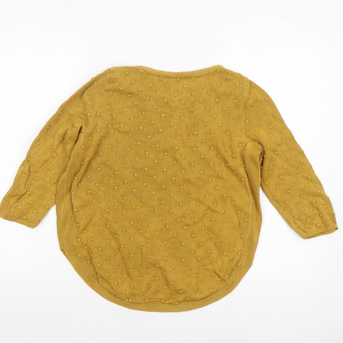 Tu Women’s Yellow 100% Cotton Crew Neck Chunky Knit Pullover Jumper Size 10