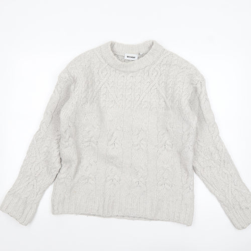 Weekday Women Ivory Cable-Knit Wool Blend Jumper XS