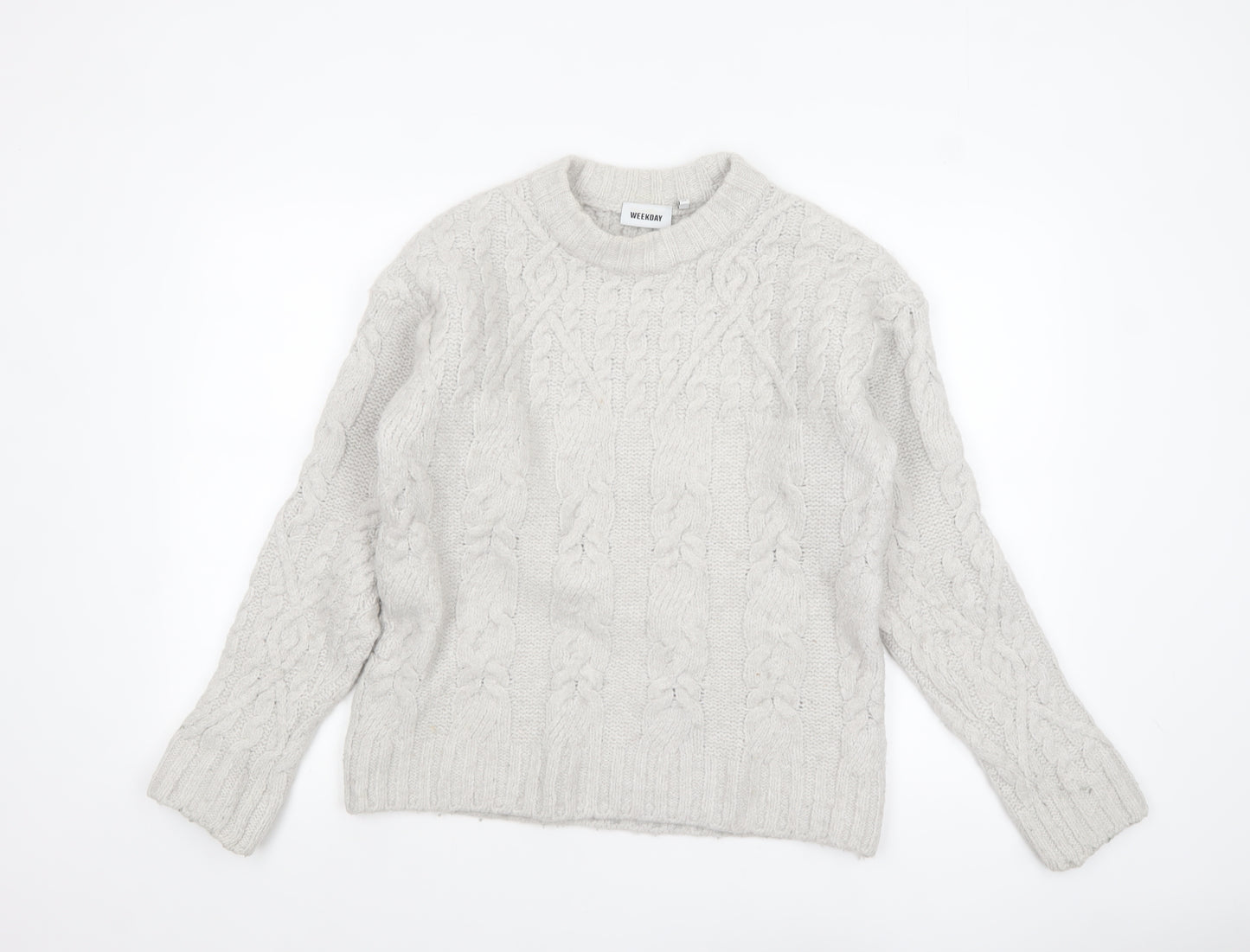 Weekday Women Ivory Cable-Knit Wool Blend Jumper XS
