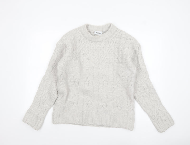 Weekday Women Ivory Cable-Knit Wool Blend Jumper XS