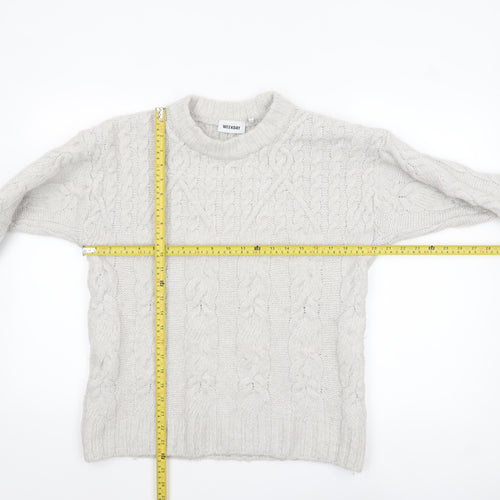 Weekday Women Ivory Cable-Knit Wool Blend Jumper XS