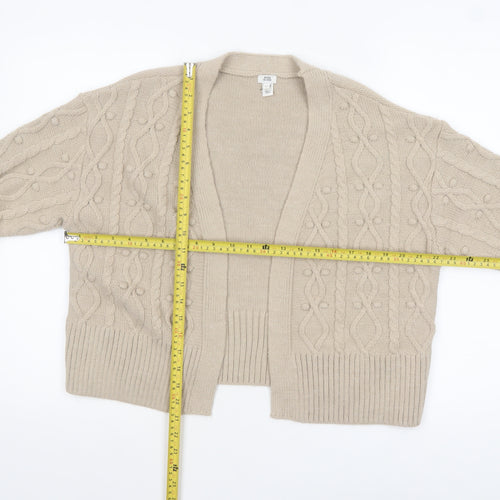 River Island Women’s Beige Cable-Knit Cardigan Size S Relaxed Fit