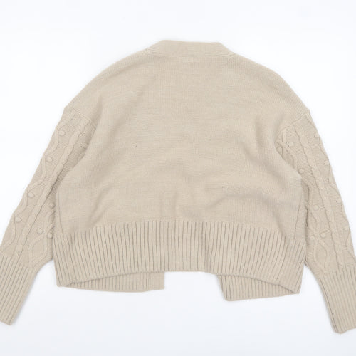 River Island Women’s Beige Cable-Knit Cardigan Size S Relaxed Fit