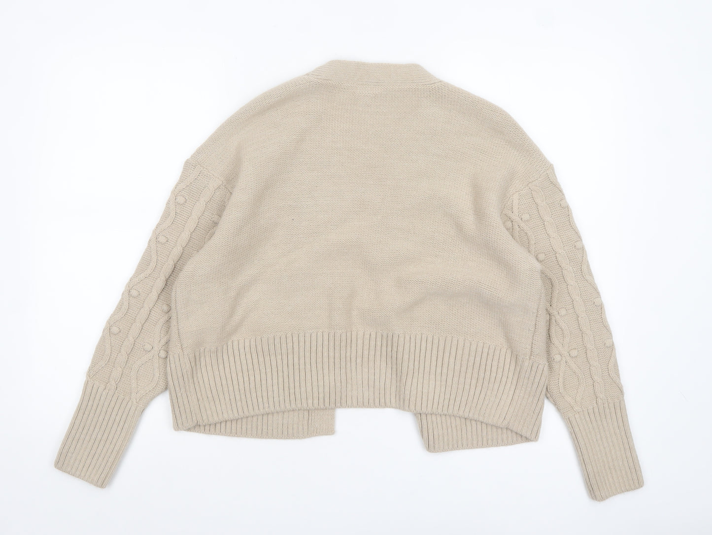 River Island Women’s Beige Cable-Knit Cardigan Size S Relaxed Fit