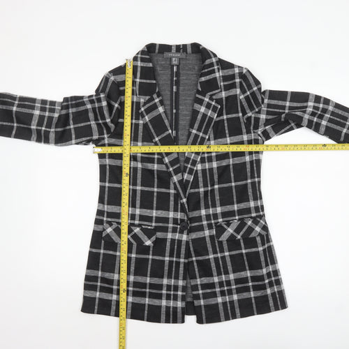 Primark Women's Black Check Single-Breasted Blazer Size 8
