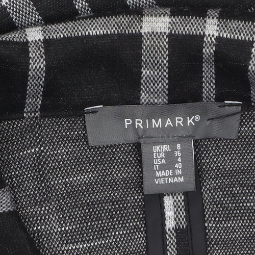 Primark Women's Black Check Single-Breasted Blazer Size 8