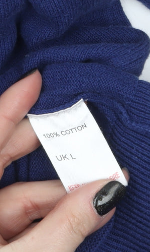 Hutson Harbour Men's Blue Cotton V-Neck Jumper Size L