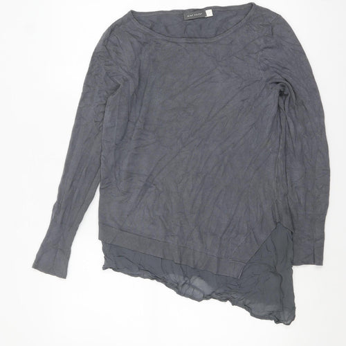 Mint Velvet Women Grey Size 12 Asymmetric Hem Long Sleeve Jumper