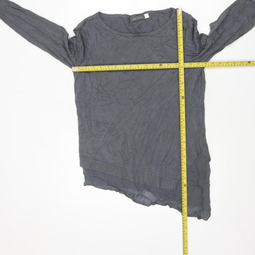 Mint Velvet Women Grey Size 12 Asymmetric Hem Long Sleeve Jumper