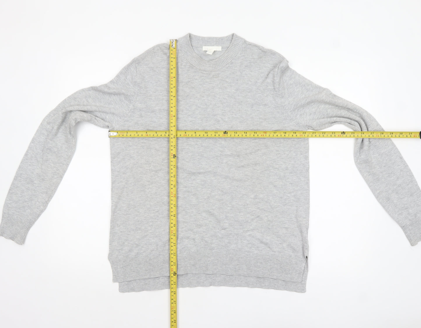 H&M Women’s Grey Crew Neck Knit Jumper Size S Viscose Blend