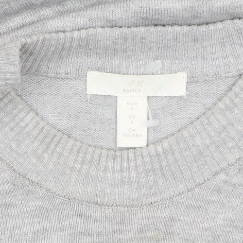 H&M Women’s Grey Crew Neck Knit Jumper Size S Viscose Blend