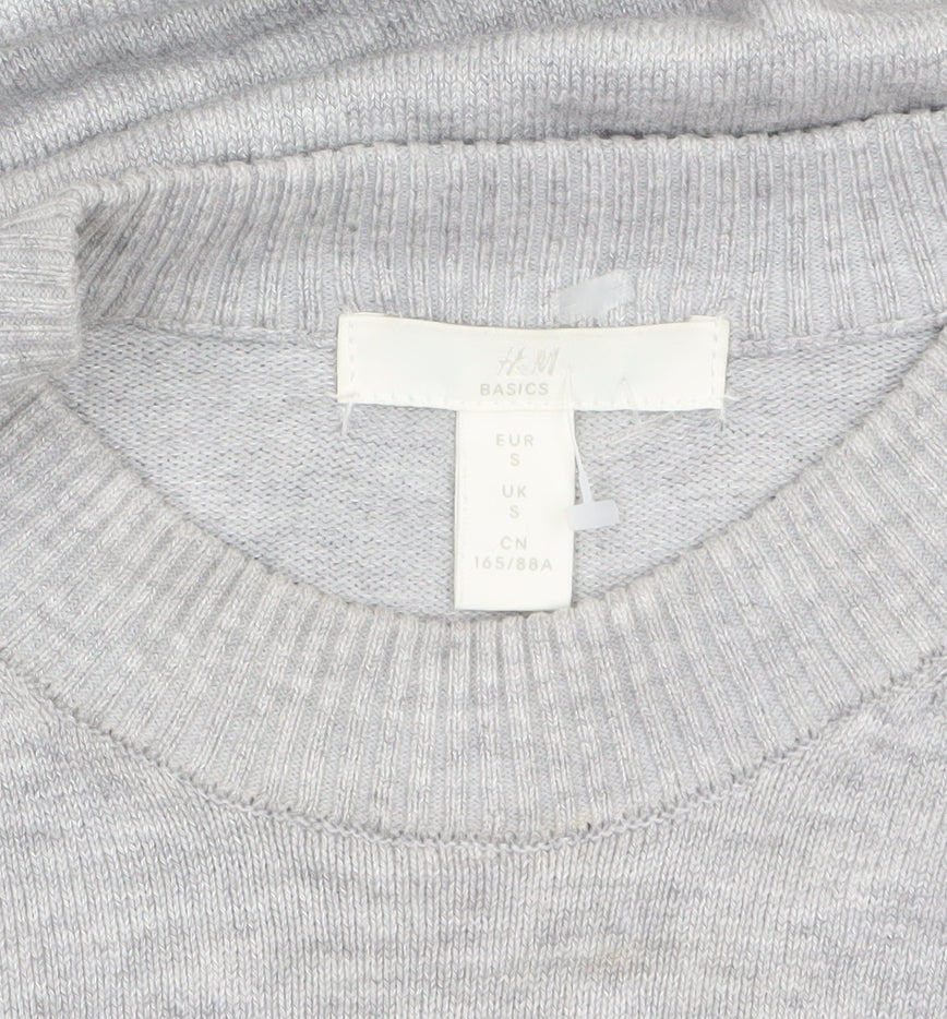 H&M Women’s Grey Crew Neck Knit Jumper Size S Viscose Blend