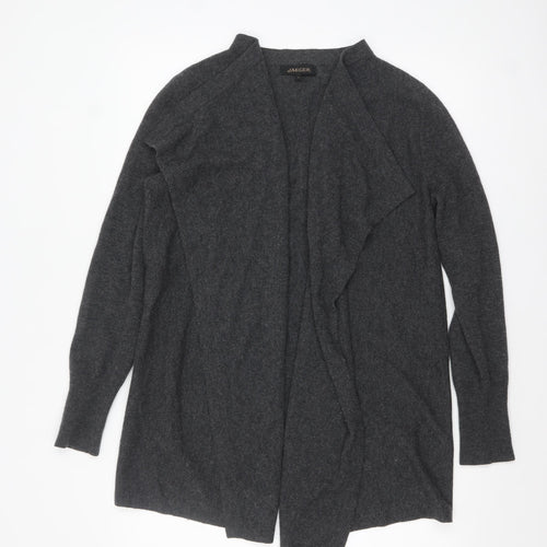 Jaeger Women Grey Wool Cashmere Long Sleeve Open Cardigan S