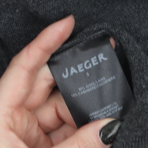 Jaeger Women Grey Wool Cashmere Long Sleeve Open Cardigan S