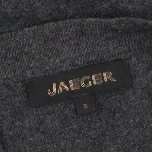 Jaeger Women Grey Wool Cashmere Long Sleeve Open Cardigan S