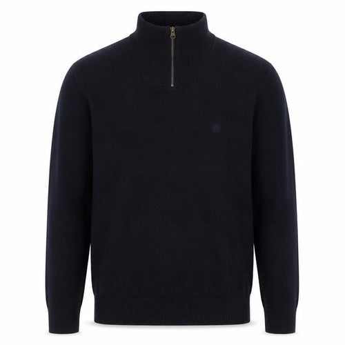 Fat Face Men's Blue 1/4 Zip High Neck Cotton Wool Jumper Size M