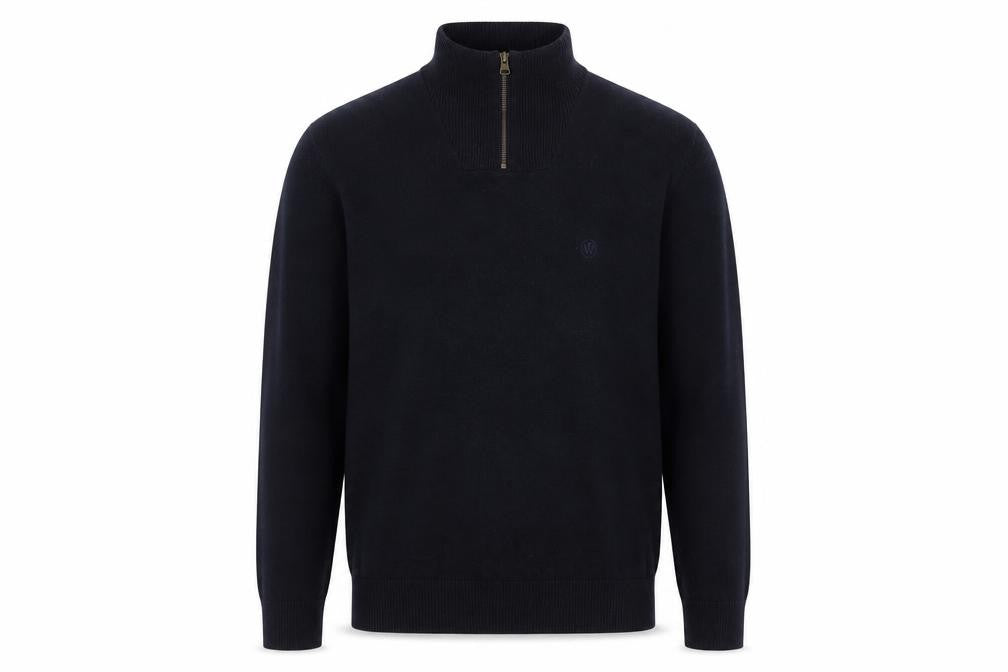 Fat Face Men's Blue 1/4 Zip High Neck Cotton Wool Jumper Size M