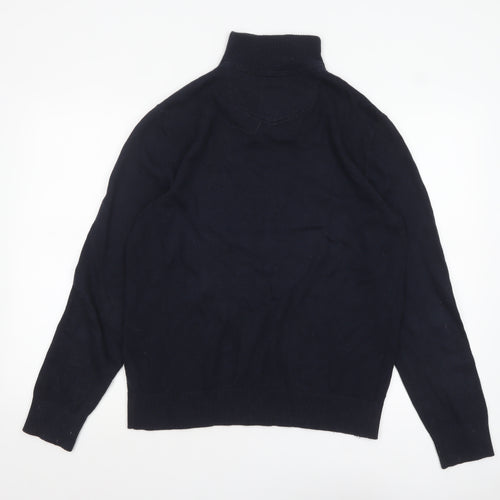 Fat Face Men's Blue 1/4 Zip High Neck Cotton Wool Jumper Size M