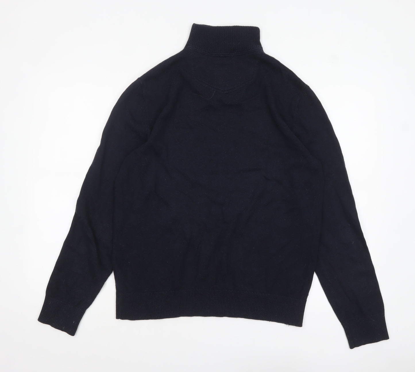 Fat Face Men's Blue 1/4 Zip High Neck Cotton Wool Jumper Size M